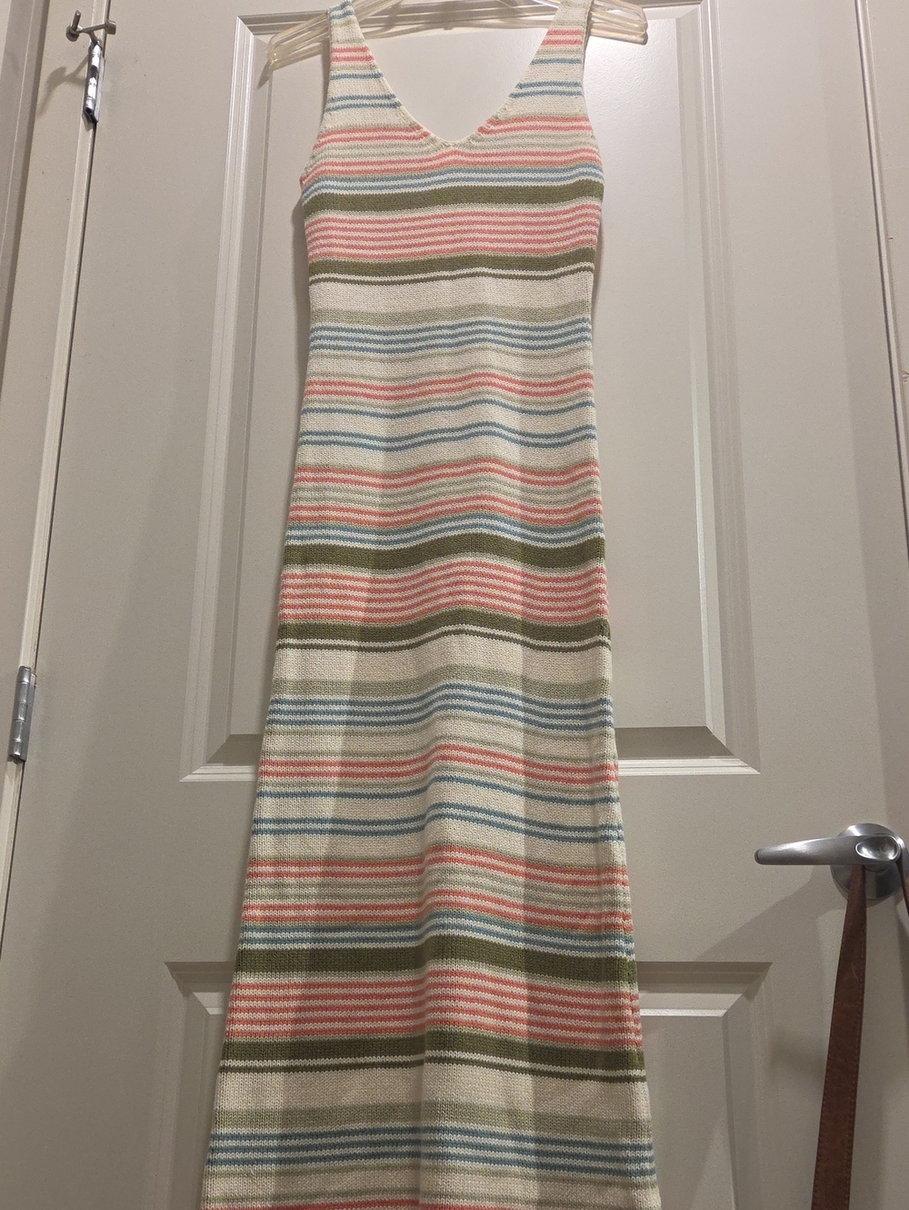 Vici Striped Knit Maxi Dress in Cream, Pink, Blue & Olive